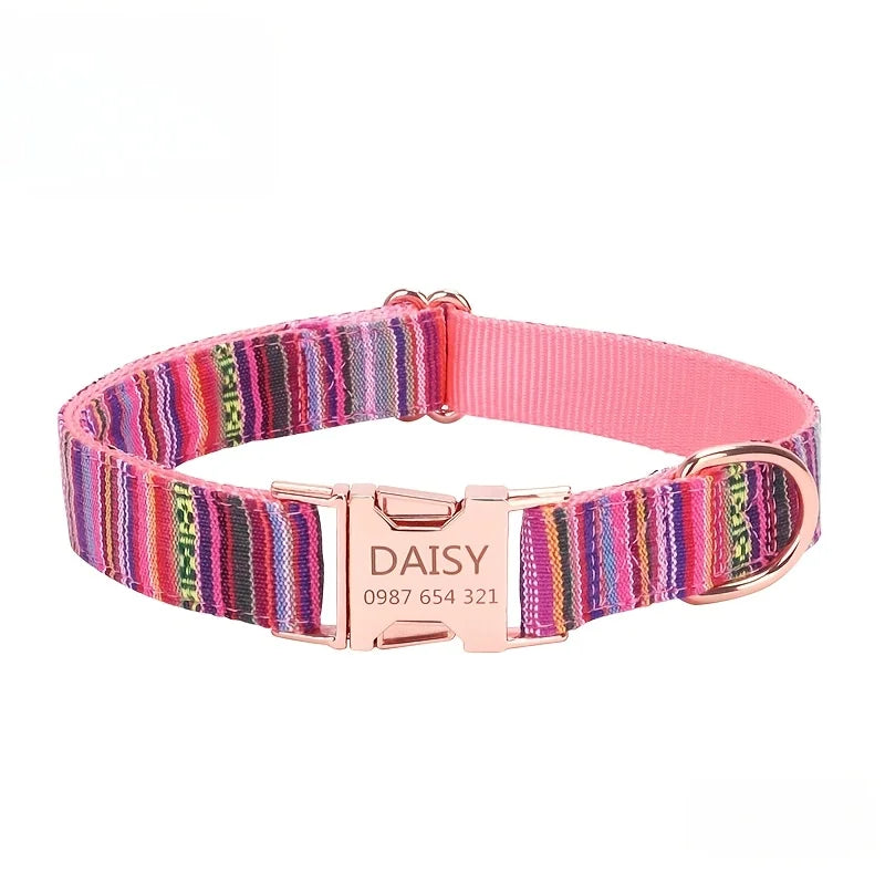Personalized Dog Collar with Engraved Name and Phone Buckle