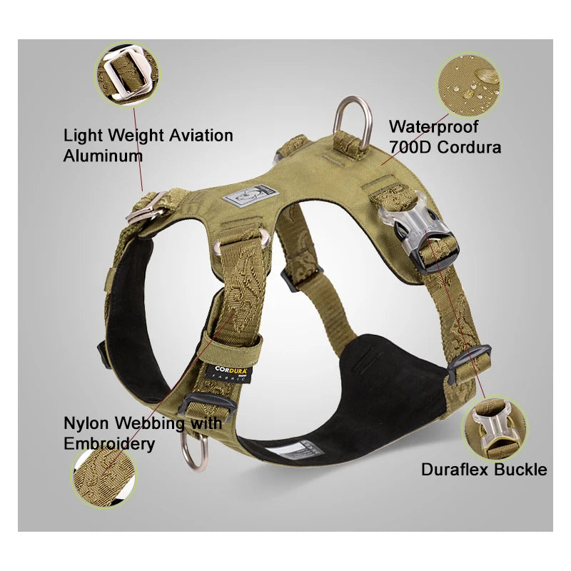 Lightweight Dog Harness with Aluminum D-Ring, Sizes XXS-XL