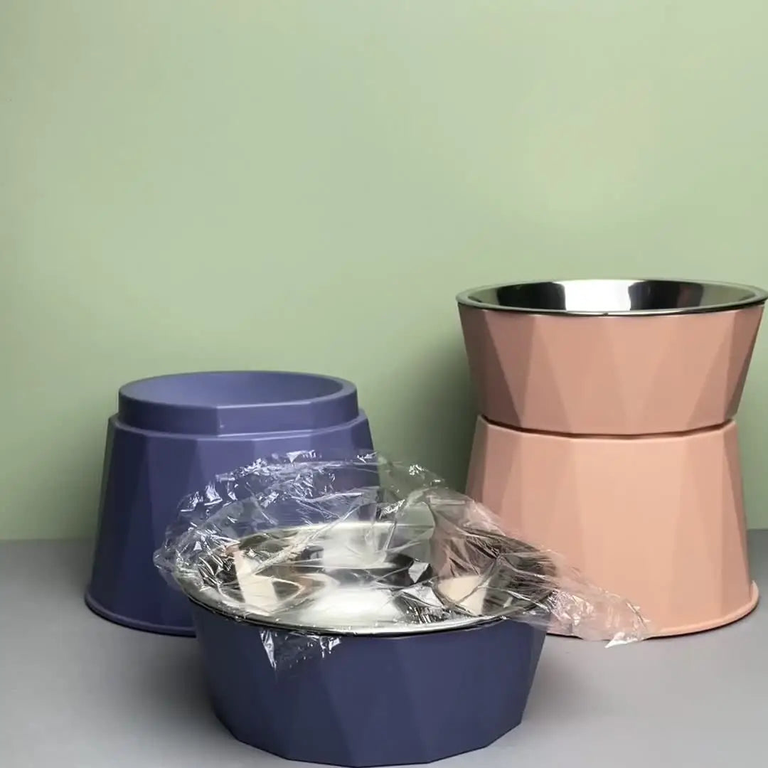 Stainless Steel Raised Dog Bowl with Anti-Slip Anti-Tip Design