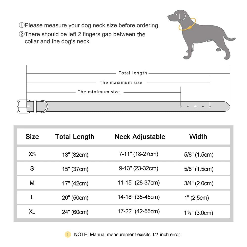 Custom Engraved PU Leather Dog Collar with Name and Phone Number