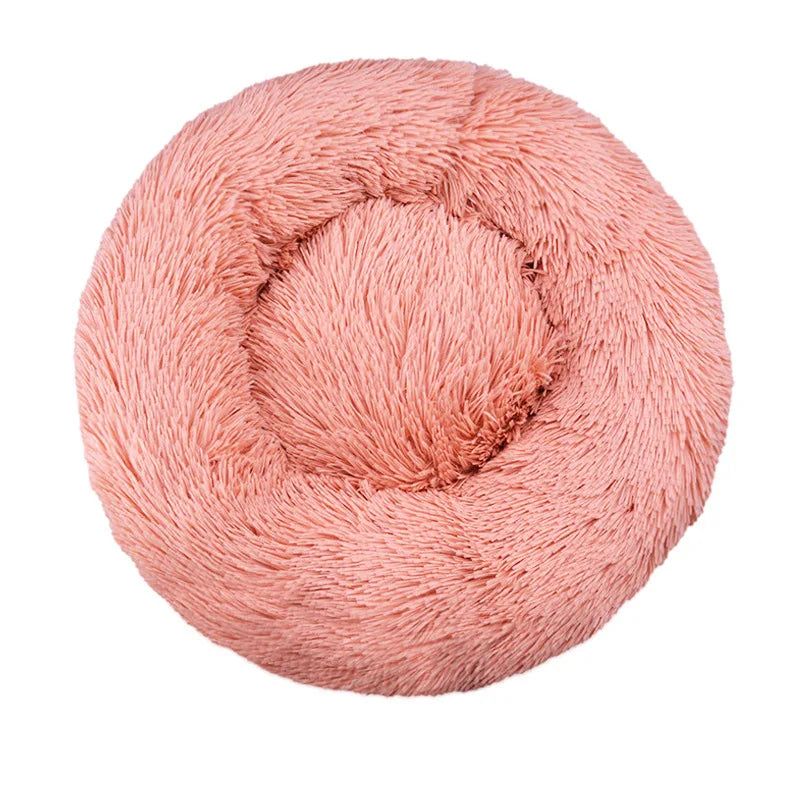 Round Plush Dog Bed, Fluffy Donut Bed for Small to Large Dogs