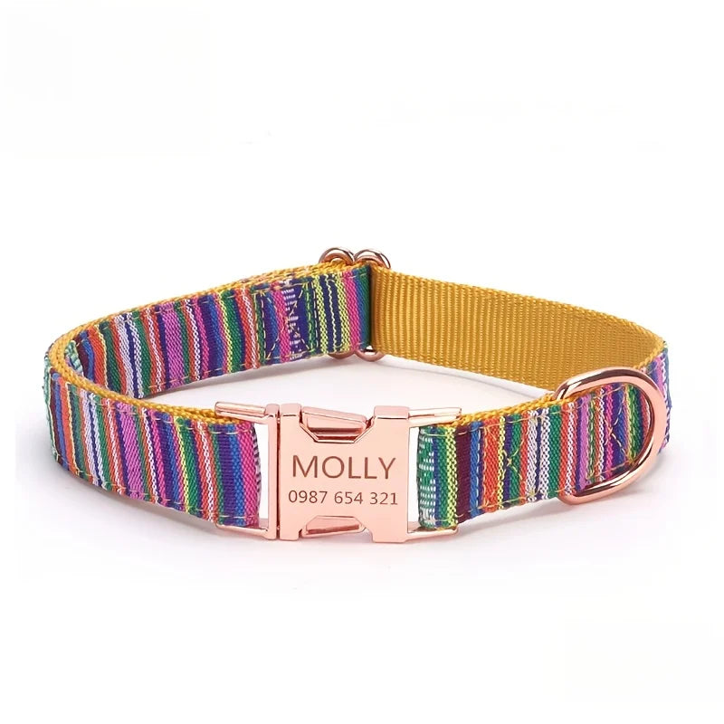 Personalized Dog Collar with Engraved Name and Phone Buckle