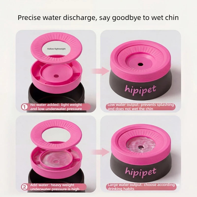 Anti Wet Chin Pet Water Bowl, 600ml Gravity Water Feeder