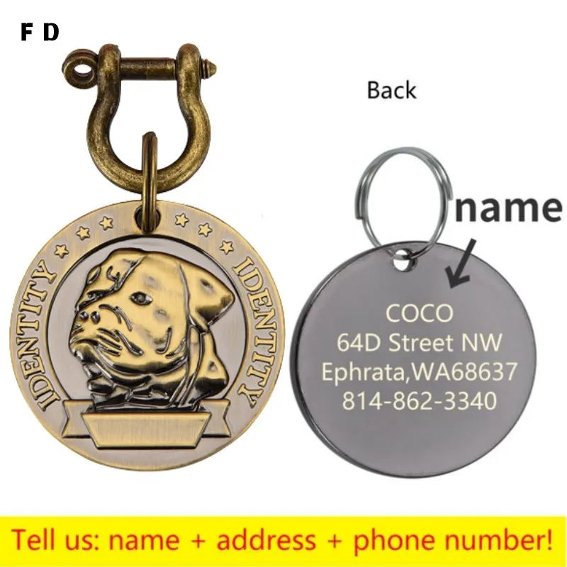 Personalized Engraved Dog ID Tag with Name, Phone and Address