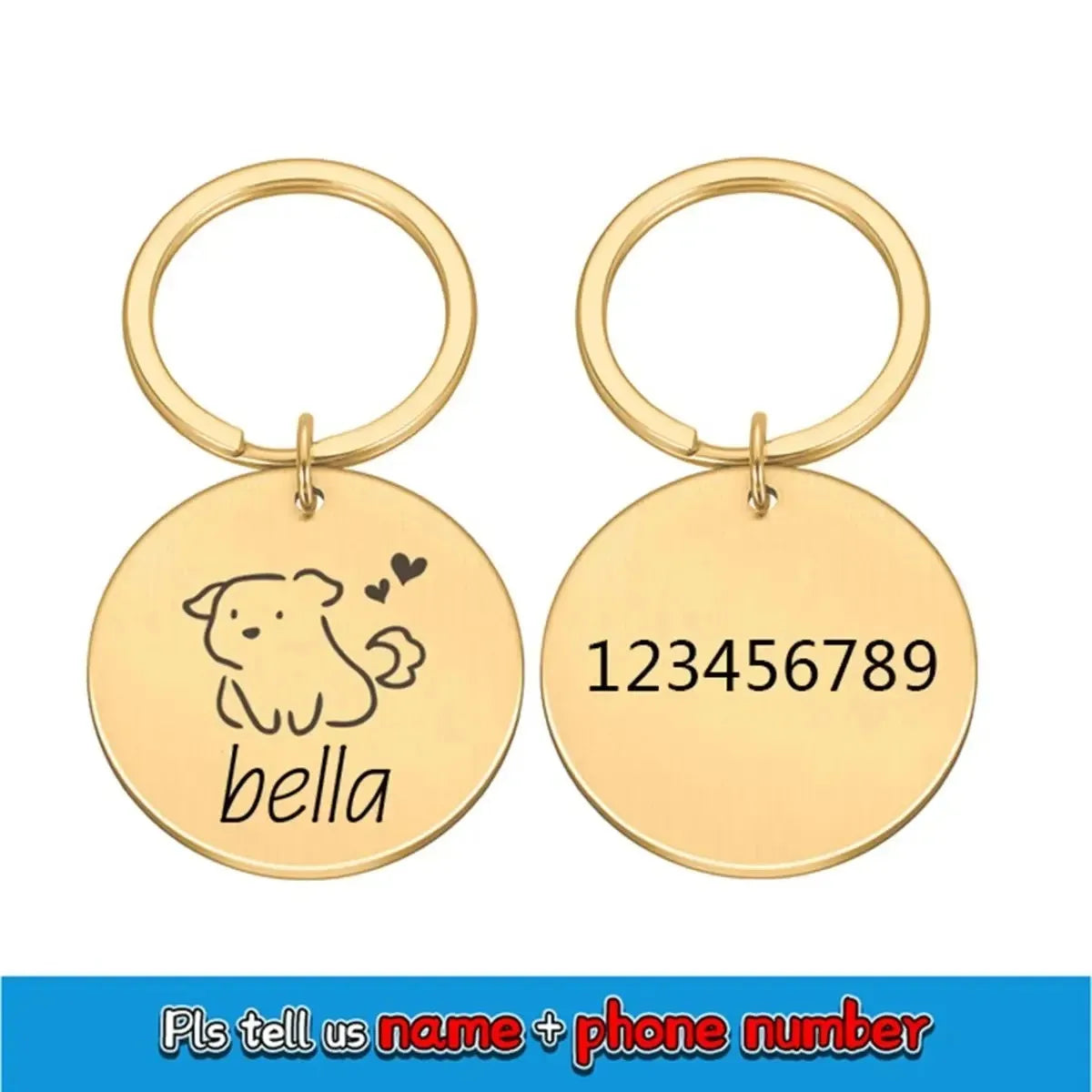 Double-Sided Custom Dog ID Tag with Name and Back Engraving