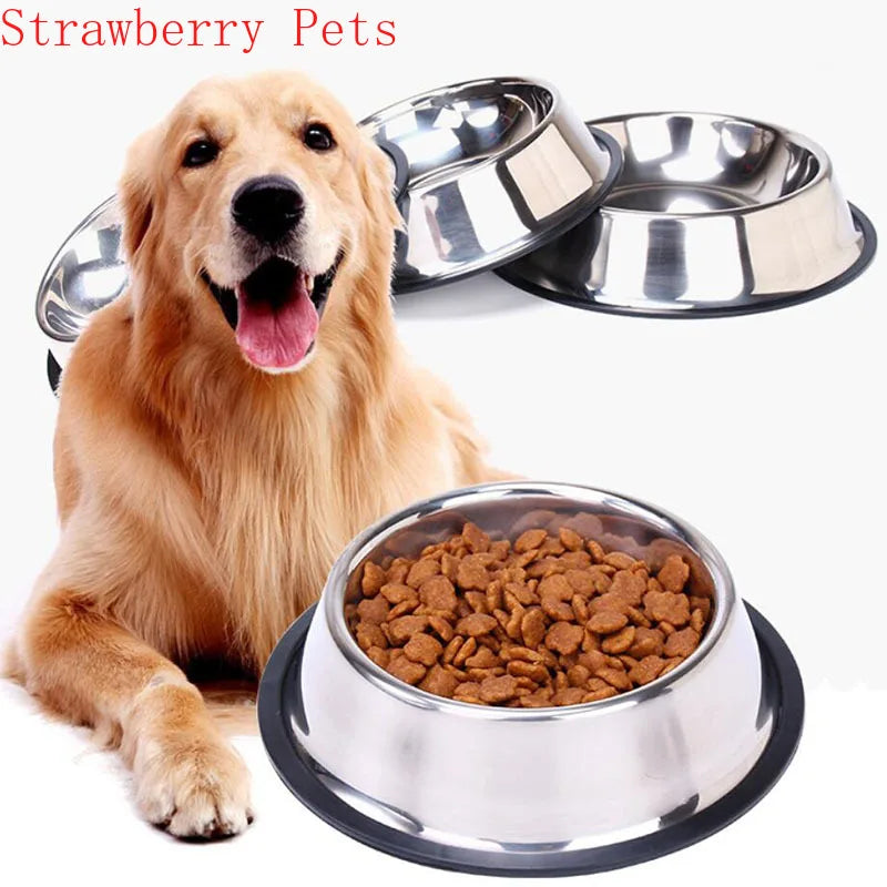 Stainless Steel Dog Bowl with Non-Slip Rubber Base