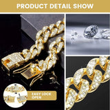 Cuban Link Dog Chain Necklace with Zirconia Stones, 6 Colors