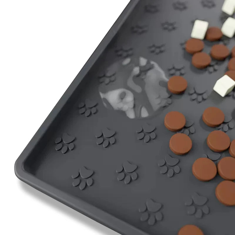 Silicone Dog Food Mat with Raised Edge, Waterproof