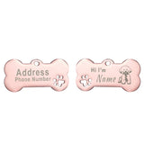 Engraved Bone Dog ID Tag, Personalized Stainless Steel Tag