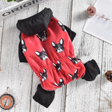 Waterproof Dog Raincoat Overalls with French Bulldog Print