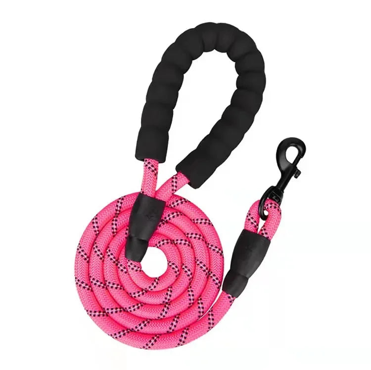 Reflective Rope Dog Leash with Foam Handle, 5 ft