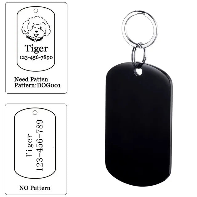 Engraved Dog ID Tag, Two-Sided Stainless Steel Name Tag