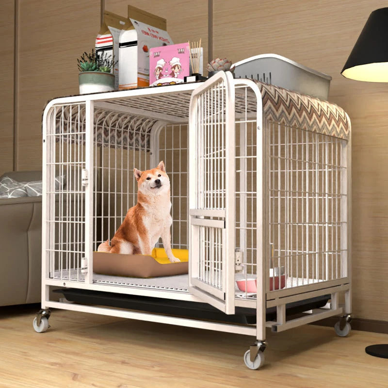 Heavy Duty Metal Dog Crate for Large Dogs with Wheels
