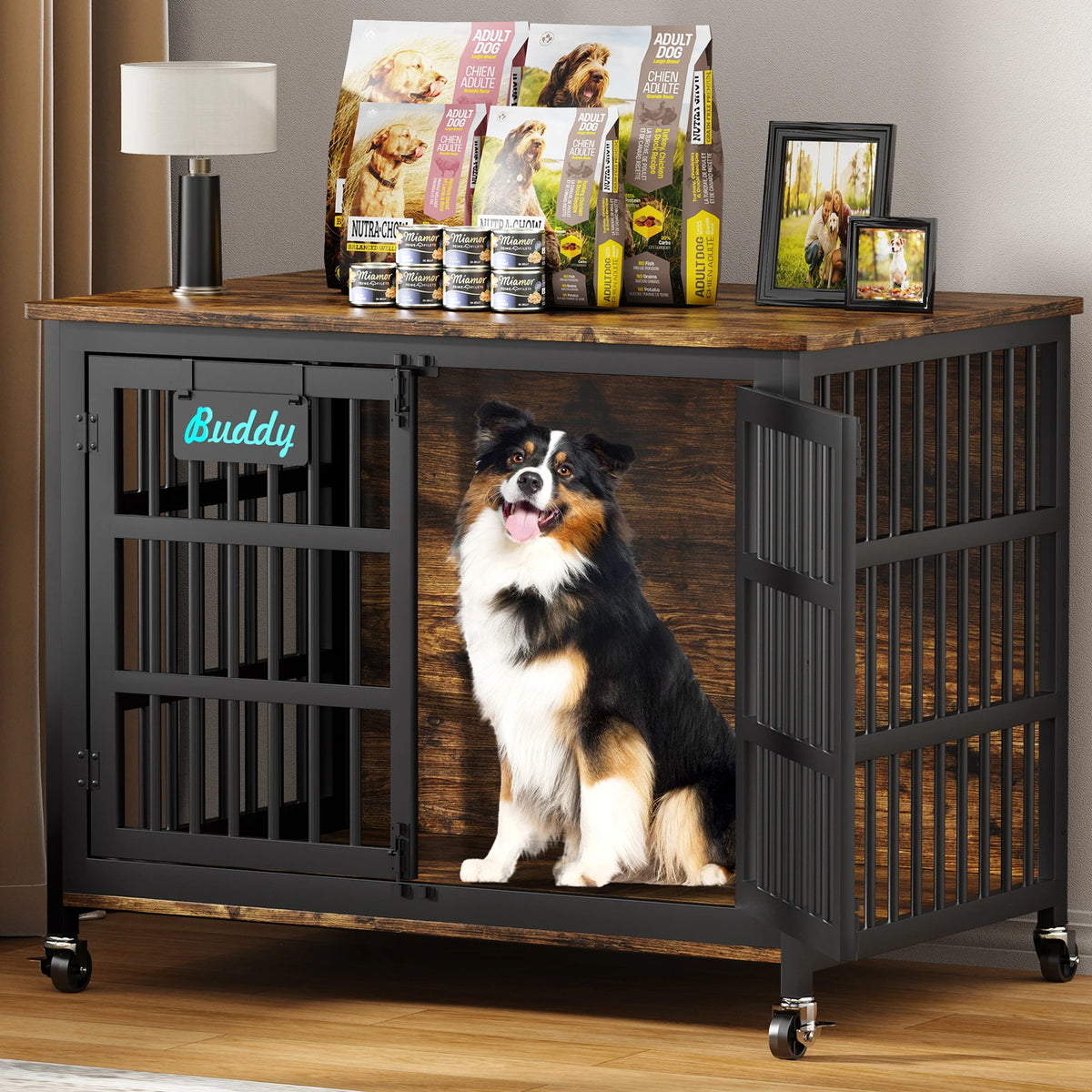 Dog Crate Furniture with Casters, TV Stand Design