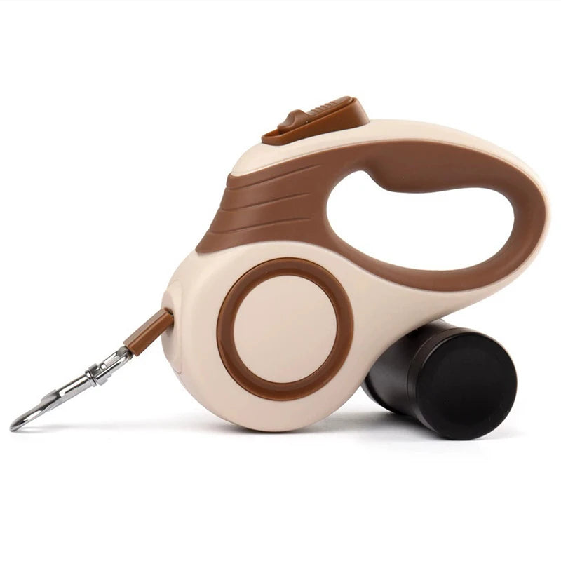 Retractable Dog Leash with Built-In Poop Bag Holder