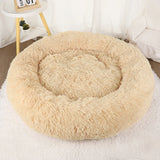 Fluffy Donut Dog Bed, Round Plush Bed for Small to Large Dogs
