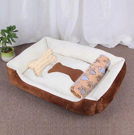 Plush Rectangle Dog Bed with Raised Sides in Candy Colors