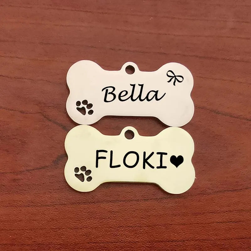 Personalized Dog ID Tag, Engraved Stainless Steel Bone
