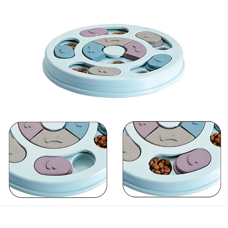 Dog Puzzle Feeder with Food Compartments, 9.4 in Round