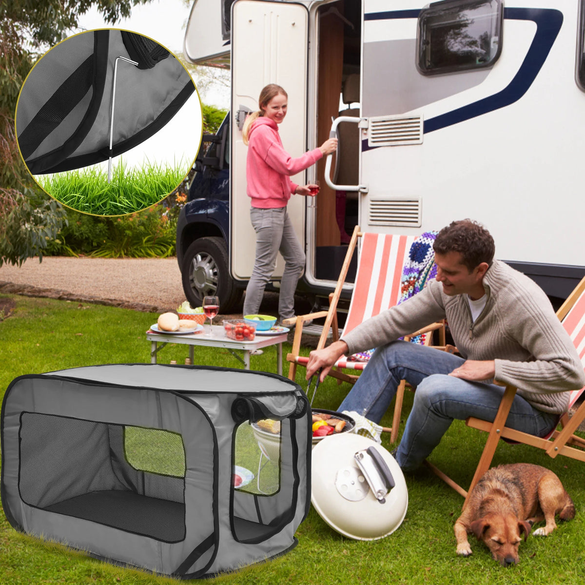 Pop Up Dog Travel Crate, Foldable with Storage Bag