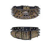 Spiked Skull Dog Collar in Leather for Medium and Large Dogs