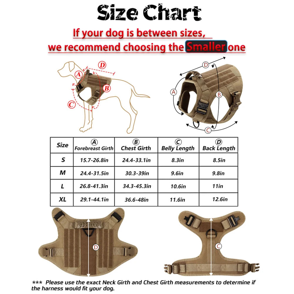 Tactical Dog Harness with MOLLE Panels for Medium & Large Dogs