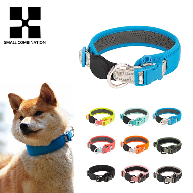 Reflective AirTag Dog Collar with Breakaway Buckle, Lightweight Nylon