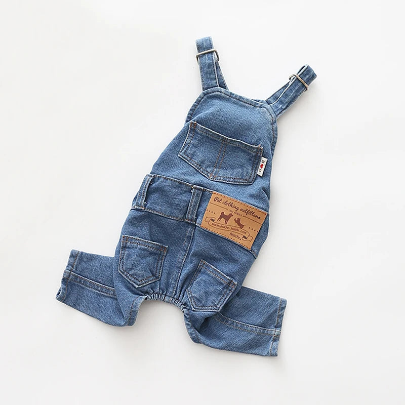 Dog Denim Overalls for Small and Medium Dogs, Adjustable Straps
