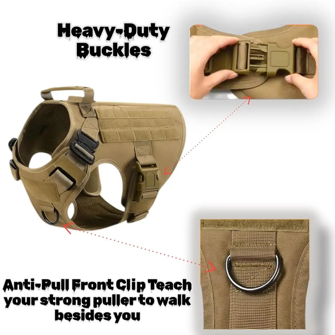 Tactical Dog Harness with MOLLE Panels and Handle for Large Dogs