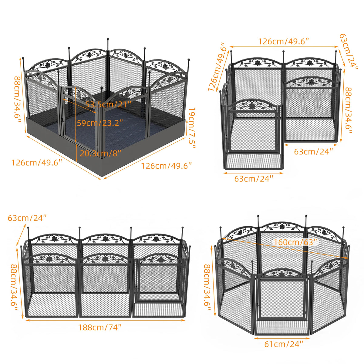 8 Panel Metal Dog Playpen with Waterproof Whelping Pad