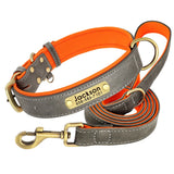 Personalized Dog Collar and Leash Set with Engraved Nameplate