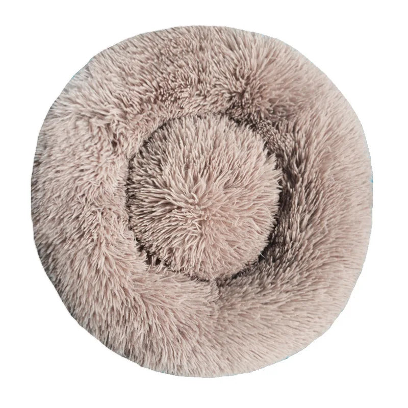 Round Plush Dog Bed, Fluffy Donut Bed for Small to Large Dogs