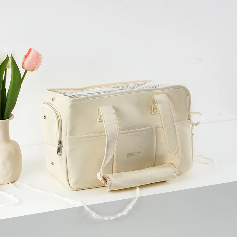 Cotton Dog Carrier Tote Bag for Small Dogs and Cats