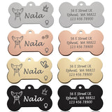 Engraved Dog Face Bone ID Tag, Personalized with Name and Gender