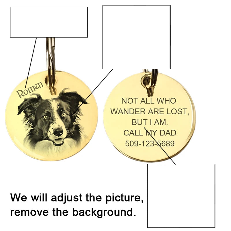 Custom Photo Dog Tag, Personalized Pet Tag with Your Dog's Picture