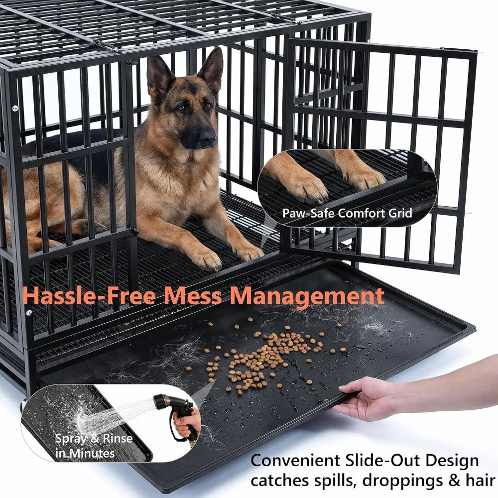 48 Inch Heavy Duty Dog Crate with Slide-Out Tray