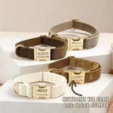 Personalized Velvet Dog Collar with Engraved Name ID Tag