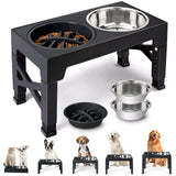 Adjustable Height Elevated Dog Feeder with Double Stainless Bowls