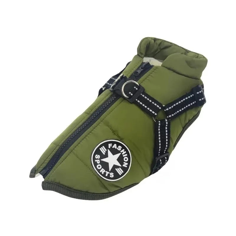 Large Dog Winter Coat with Built-In Harness, Up to 5XL