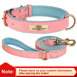 Personalized Leather Dog Collar with Engraved Nameplate, Pin Buckle