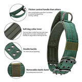 Tactical Dog Collar with Handle, Double Buckle and Patches
