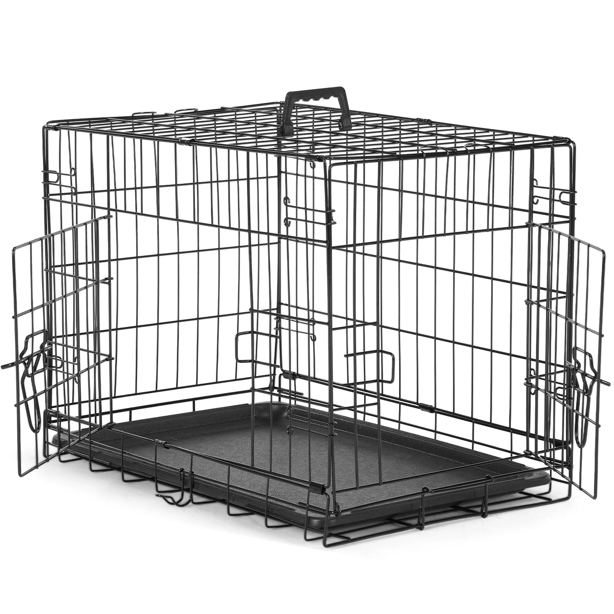 48 Inch Double Door Folding Dog Crate with Leak-Proof Tray