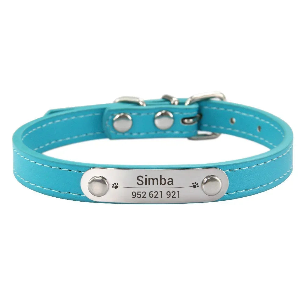 Personalized Dog Collar with Engraved Name Plate, 16 Colors