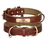 Custom Engraved PU Leather Dog Collar with Name and Phone Number