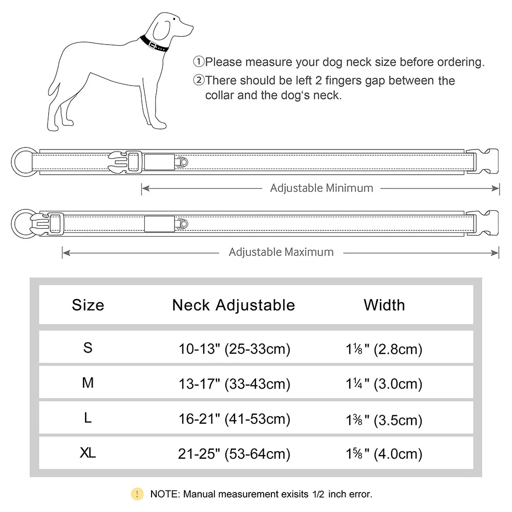 Personalized Dog Collar with Engraved Buckle, Reflective & Padded