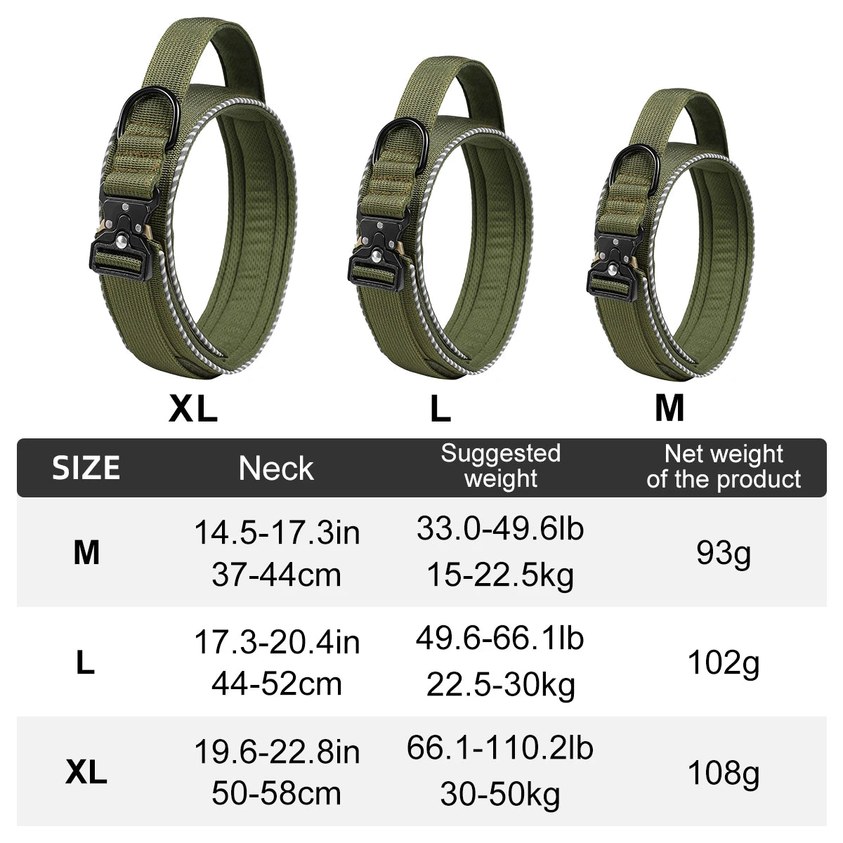 Tactical Dog Collar with Control Handle, Adjustable Nylon