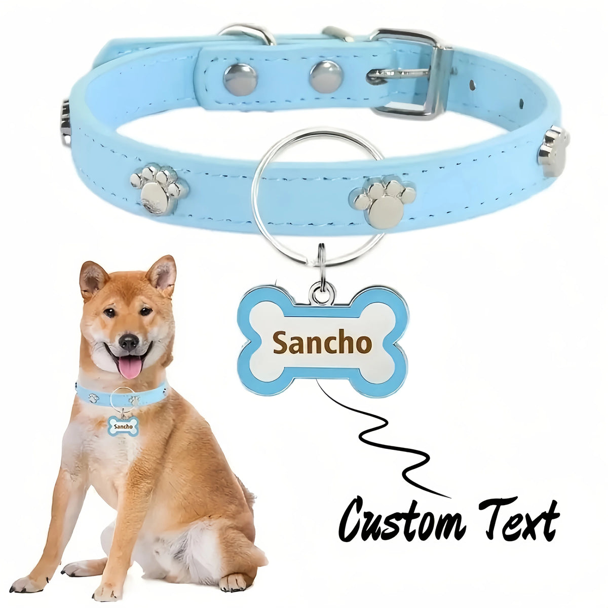 Custom Puppy Collar and Name Tag Set, Double-Sided Engraving