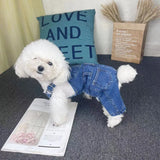 Dog Denim Overalls for Small and Medium Dogs, Adjustable Straps