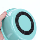 Stainless Steel Dog Bowl with Paw Print and Non-Slip Base