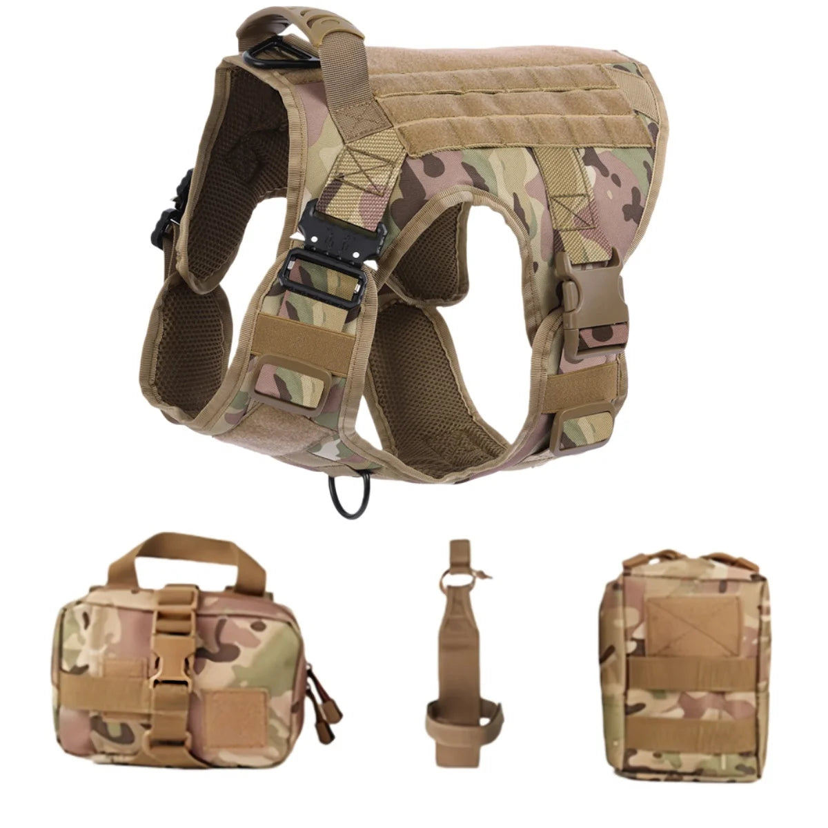 Tactical Dog Harness with MOLLE Panels and Handle for Large Dogs